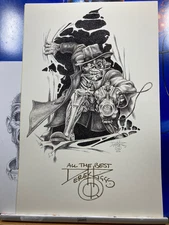 DEREK RIGGS Autographed 11"x17" Eddie through the Wall Print. Iron Maiden