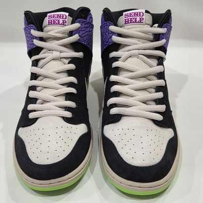 Nike SB Dunk High Premium Send Help 2 Black Dark Raspberry 616752-016 Size 13