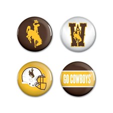 Wyoming Cowboys Football Wincraft NCAA Button Pins 4 Pack 1-1/4