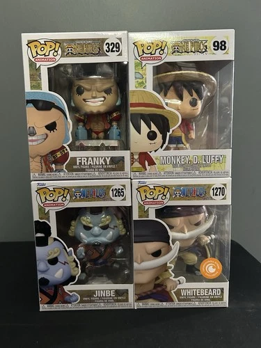 One Piece Funko Pop Lot Of 4 Franky, Luffy, Jinbe & Whitebeard Anime