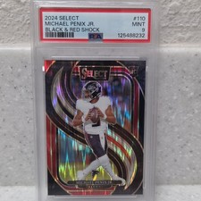 Panini 2024 Select Michael Penix Jr. Falcons #110 Black & Red Shock Rookie PSA 9
