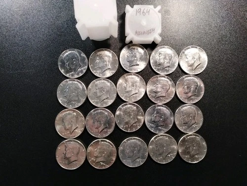 1964-p/D Kennedy Half Dollar 90% Silver 20-Coin Roll AU/BU