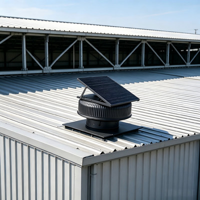 42W Dual Power Exhaust Fan 12'' Adjustable Solar Roof Vent Fan for Attic Garage