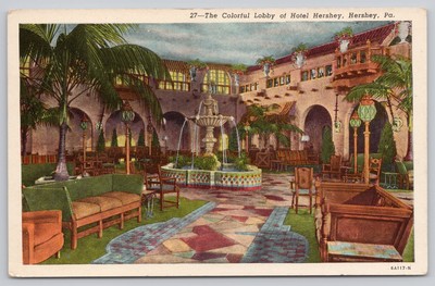 s22392 Hotel Hershey bunte Lobby Hershey Pennsylvania USA Postkarte