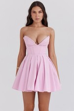 House Of Cb mar Cotton Candy Twill Strapless Mini Dress Medium