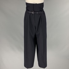COMME des GARCONS 1989 Size S Navy Wool Belted High Waisted Wide Leg Dress Pants