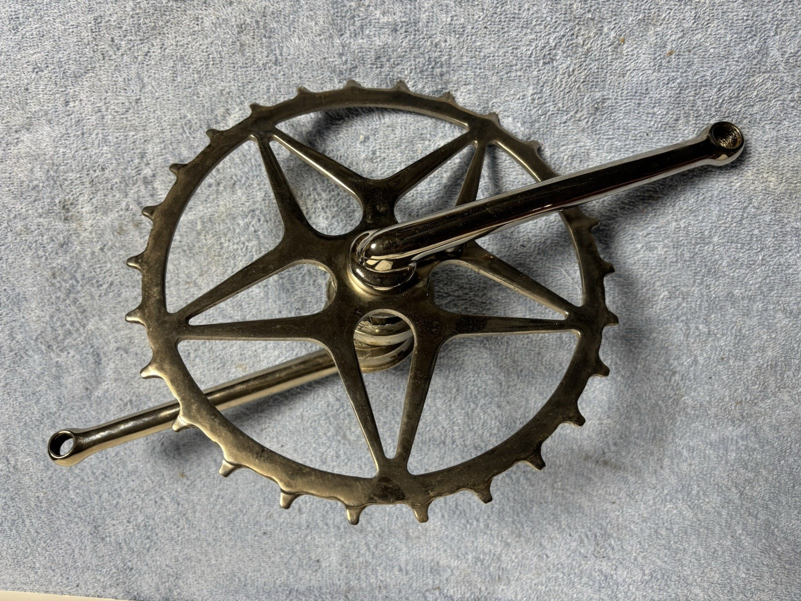 (Used) ANTIQUE 1920'S CIRCA NICKEL PLATED 28" BICYCLE 1 - PITCH SKIP TOOTH CRANK SET (116.25 USD)