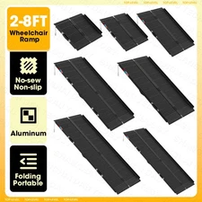 VNN Black Folding Aluminum Wheelchair Ramp 2/3/4/5/6/7/8ft Mobility Ramp 600lbs