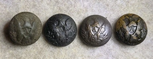Civil War U.S. Eagle “A” Cuff Buttons – Lot of 4 – Scoville & Co Extra Backmarks