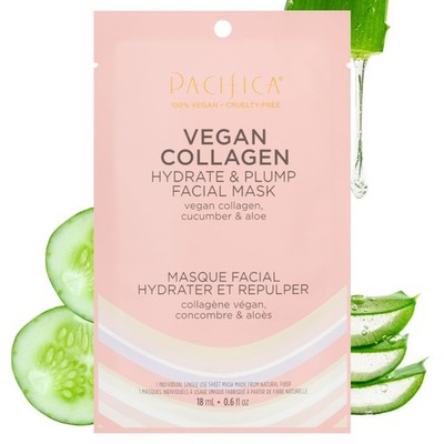 Pacifica Sheet Face Mask - Vegan Collagen Hydrate  Plump with Cucumber  Aloe ...