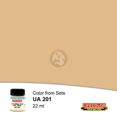 LifeColor Acrylic Paint Color from Sets Gelbbraun RAL 8020 FS 33531 (22ml) UA201
