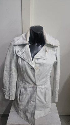 Jacke Mantel Conbipel Frau aus Echtem Leder Weiß Gr. 42 Cod. AN248