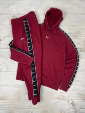 Nike Tracksuit Hoodie And Pants Lampas Swoosh Y2K Men Size M Burgundy