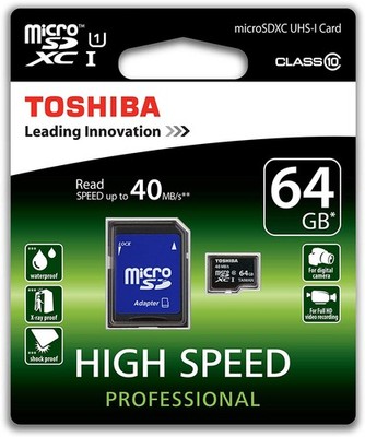 64 GB TOSHIBA High Speed Micro SDXC UHS-I class10 64GB Karte mit Adapter * NEU *