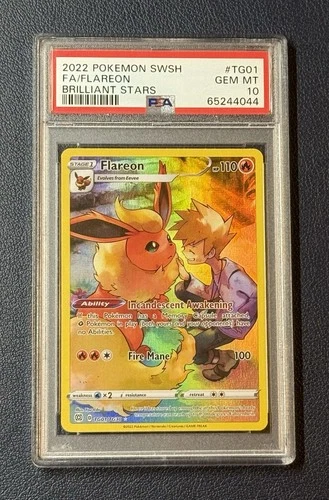 Pokemon Sword & Shield Brilliant Stars Flareon Trainer Gallery TG01/TG30 PSA 10