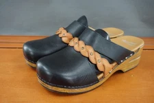 Dansko Sherise Clog Shoes Womens 10 / 40 Black Leather Slip On Platform Braided