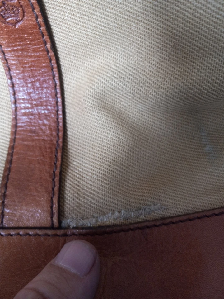 Polo Ralph Lauren Duffle Bag Safari Xl Tan cognac Canvas Leather 19” - Image 2 of 4