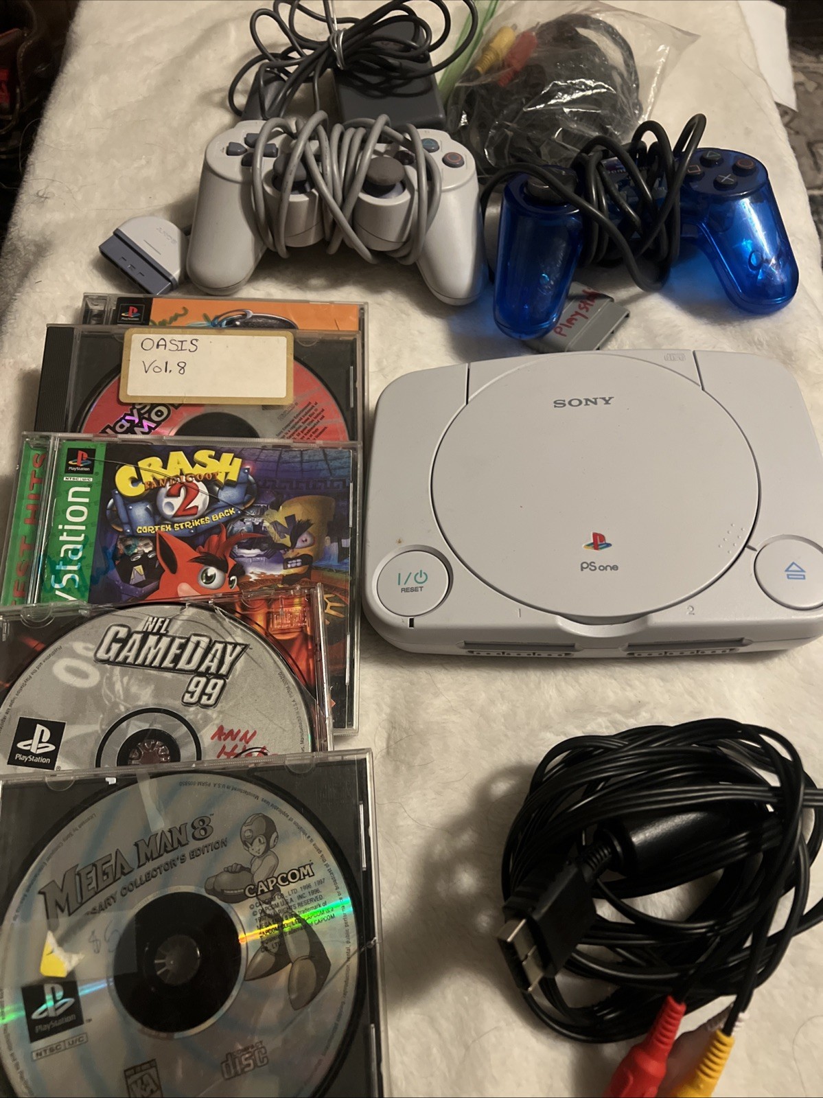 Sony PlayStation 1 PSOne White With Games And Accessories, UNTESTED
