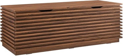Render 47'' Wood Grain Storage Bench in Walnut