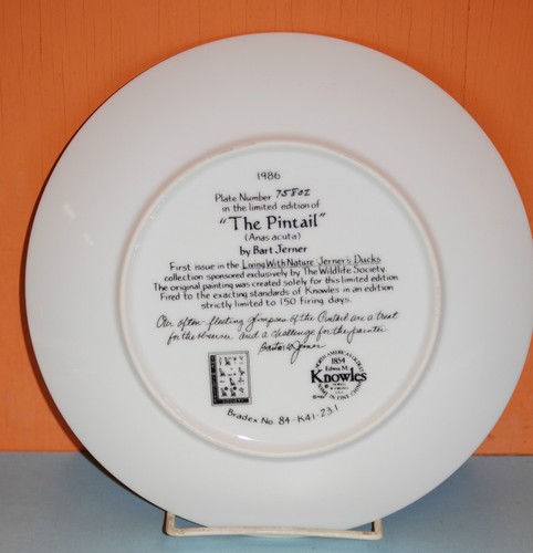 "The Pintail"" 1986 Living with Nature, Jenner's Ducks Collector Plate - Imagen 8 de 9