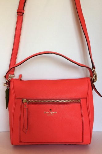 Kate Spade Cobble Hill - Little Harris' Leather Hobo Medium In Geranium & Gold - Picture 2 of 12
