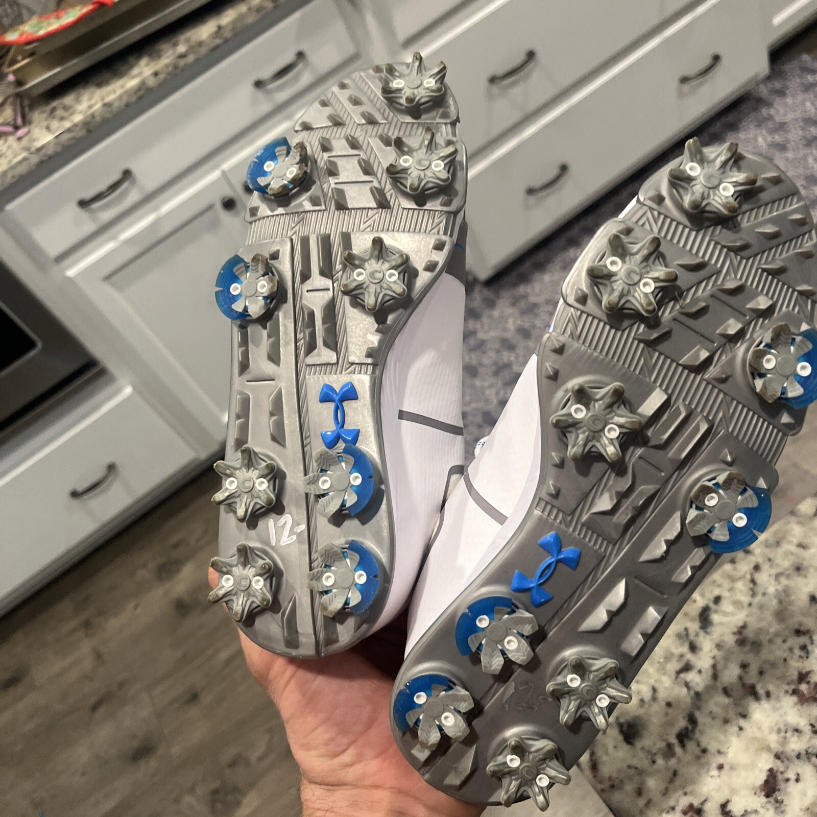 Under Armour UA Tempo Sport Golf Cleats White Grey Blue 1292752-141 Womens 6 thumbnail 4