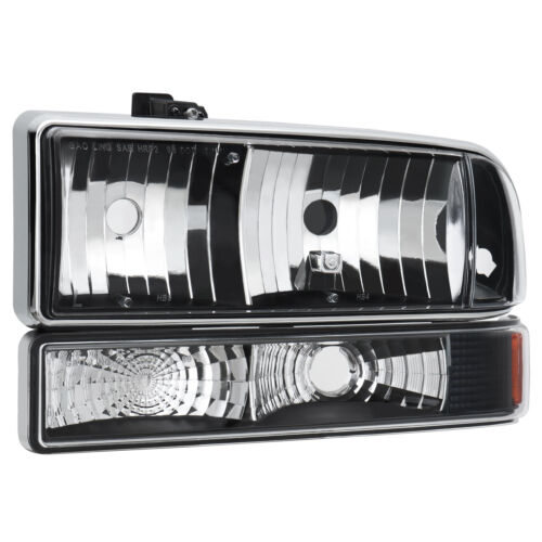 2PCS Front Headlights Assembly & Bumper Lights For 98-04 Chevy Blazer S10 Pickup - Picture 4 of 10