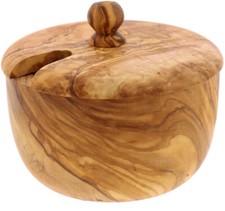 Zuckerdose Vorratsdose Dose Döschen mit Deckel D 10,5 x H 9 cm aus Olivenholz