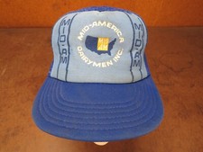 Mid-American Dairymen INC striped USA Blue Farm Trucker VTG hat