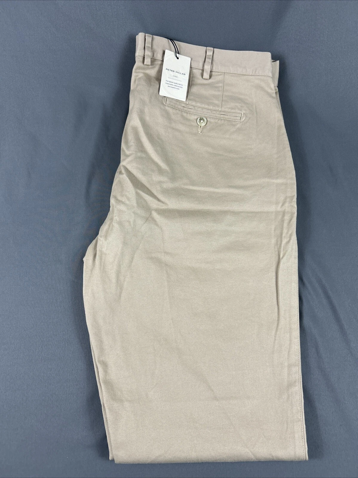 Peter Millar Golf Pants Crown 38 x 36 Khaki Cotton Spandex NWT MSRP $175