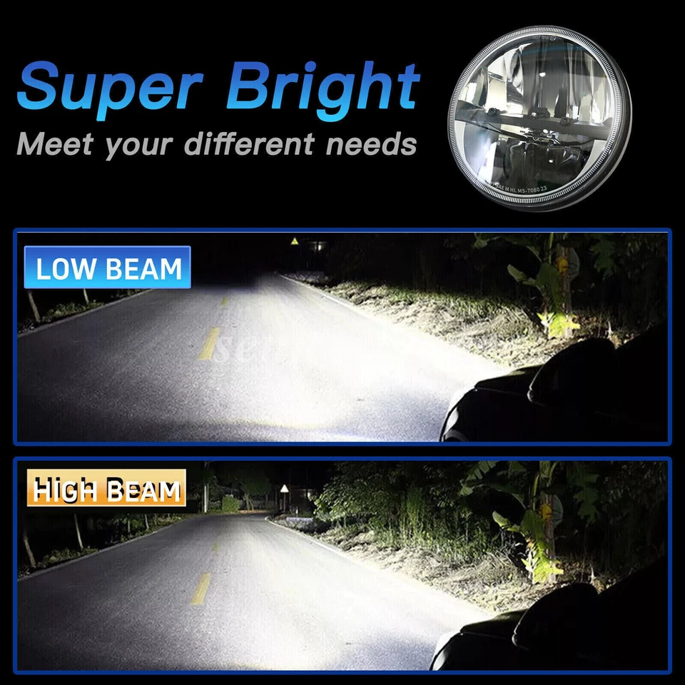 1PC 130W Black 7" Round Led Headlight For Jeep Wrangler JK LJ TJ Chevy C10 C20 - Image 3 of 4
