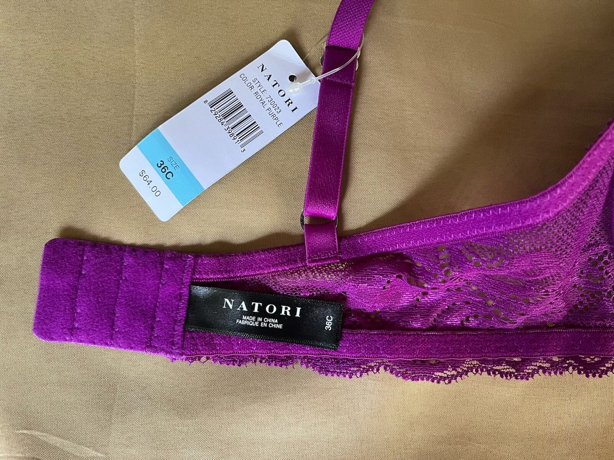NWT!! NATORI Feathers Contour Plunge Bra Size 36C Royal Purple | eBay