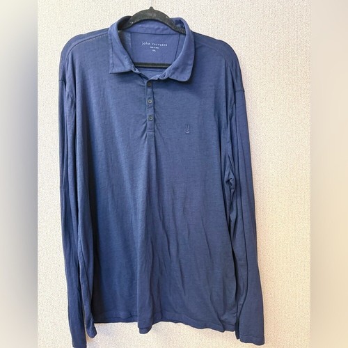 John Varvatos Poloshirt Herren Gr. XXL 1/4 Knopfleiste Langarm leicht blau