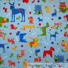 BonEful Fabric FQ Cotton Quilt Blue Red White Gingham Dog Breed Bone Toy Food US