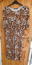VERY  BLACK BEIGE CREAM ANIMAL PRINT  MIDI DRESS 22  plus size