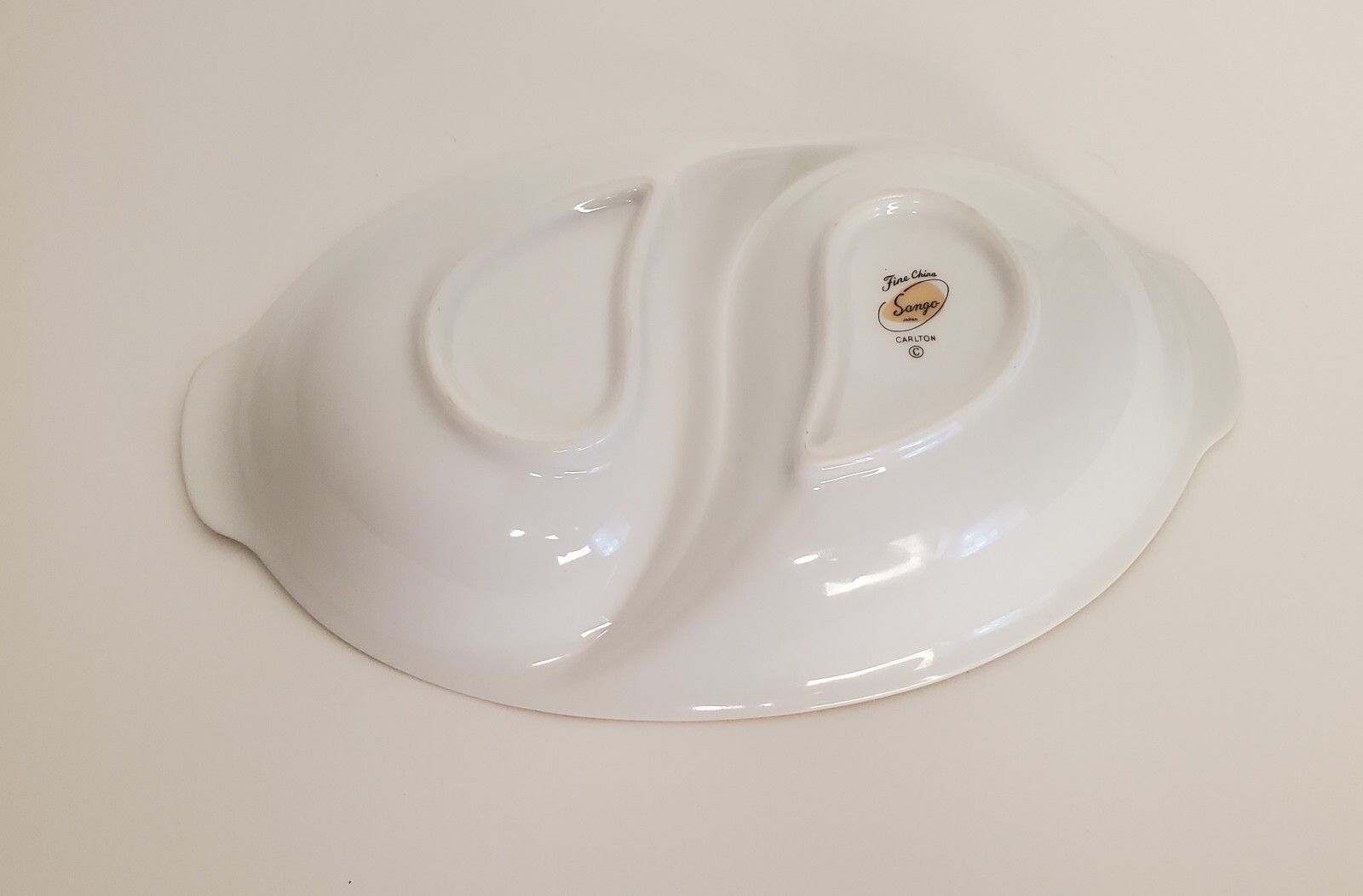 Sango Japan - Oval Handled Divided 11 1/2 inch  Serving Dish - Carlton Pattern