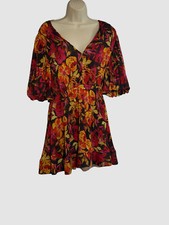 450 Milly Women's Black Pleated Floral-Print Mini Dress Size 10