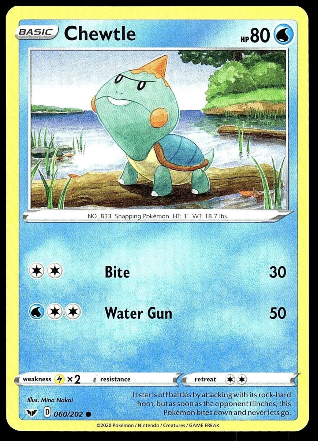 Chewtle Pokemon TCG Card 060/202