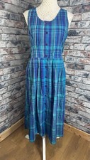 Vintage Women’s Style Report 100% Cotton Check A-Line Shirt Dress Size UK 12