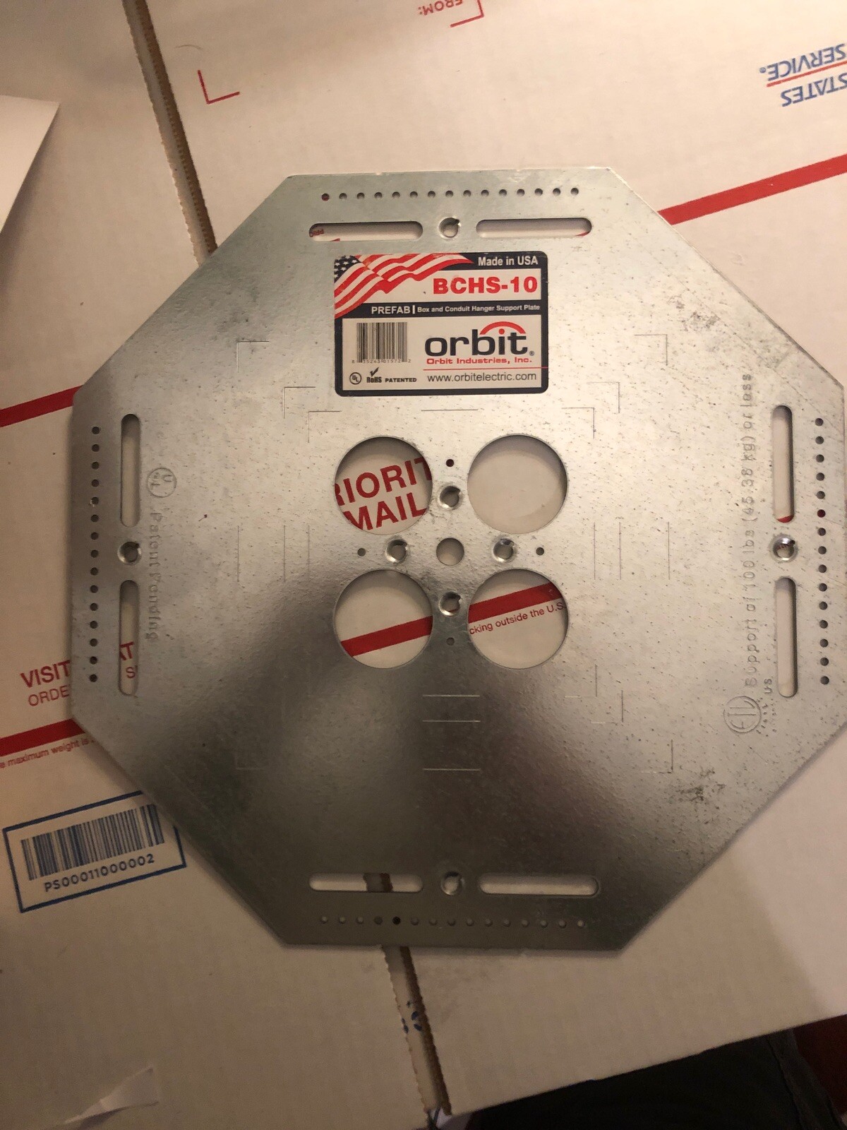 ORBIT BCHS10 BOX & CONDUIT HANGER SUPPORT UP TO 6” X 6” BOX "New" Bulk