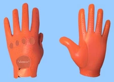 NEW MENS KID LEATHER DRIVING GLOVES - GENUINE ORANGE LAMBSKIN - ADJUSTABLE WRIST