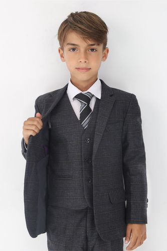 Traje de ajuste a medida tipo tweed para niños para bodas y ocasiones especiales - Imagen 4 de 21