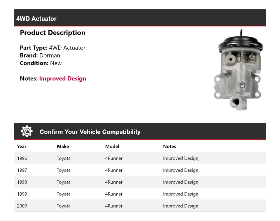 Actuador 4x4 para Toyota 4Runner Dorman 1996-2000 1997 1998 1999 Foto 2 de 4