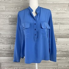 Stella McCartney Womens Blue Silk Button Down Long Sleeve Blouse Size EUR 38