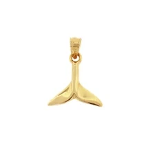 New 14k Yellow Gold Whale Tail Pendant