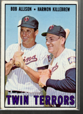 A5015- 1967 Topps #334 Twin Terrors Bob Allison Harmon Killebrew EX (EXZELLENT)
