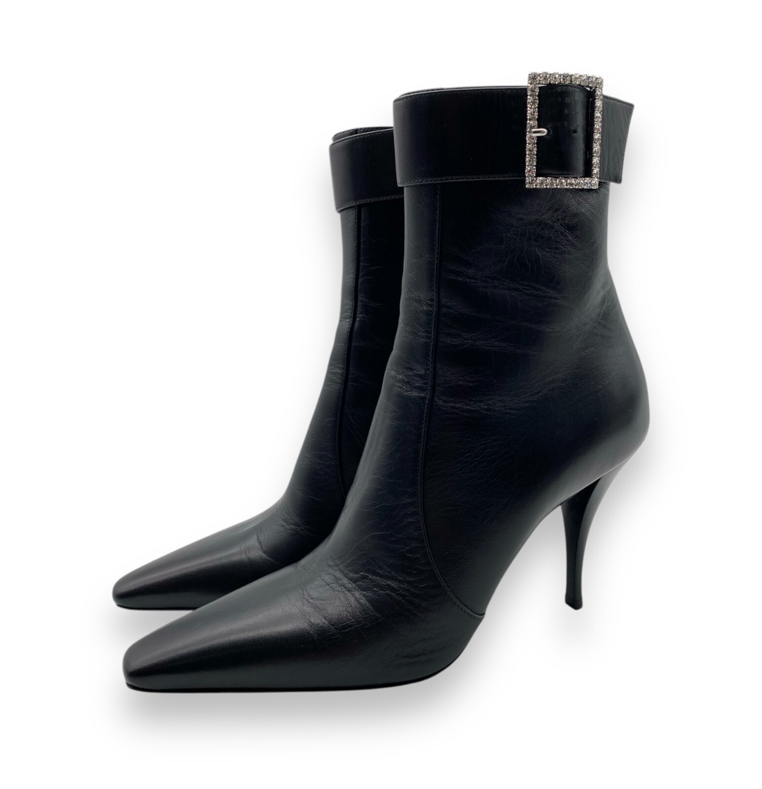 Saint Laurent Claude 90 Stivaletto in Pelle Nera Numero 38