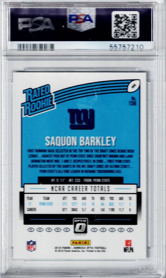 2018 Donruss Optic Rated Rookie 156 Saquon Barkley PSA Gem Mint 10 EBay 2018-donruss-optic-rated-rookie-156-saquon-barkley-psa-gem-mint-10-ebay