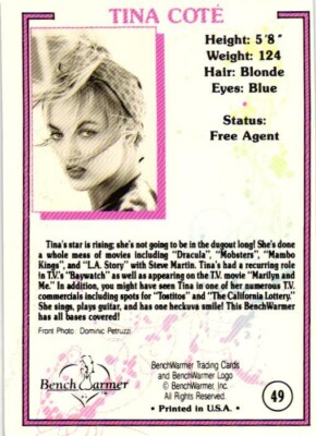 Tina Cote Vintage 1992 Benchwarmer Card | eBay