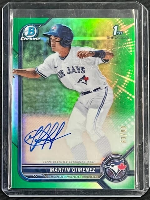 2022 Bowman Chrome Baseball Martin Gimenez Green Auto /99 1st Bowman